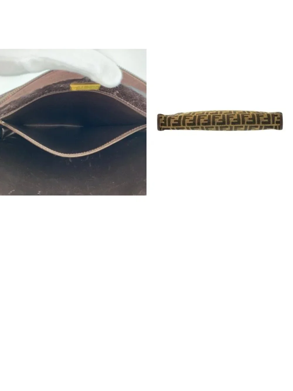 Fendi Vintage Zucca Brown Canvas Clutch Bag
